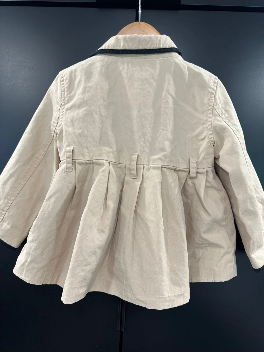 Janie and Jack‎ Collection Beige Tipped Trench Coat with Black Trim